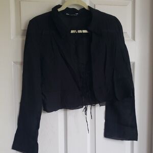 Zara Black Sheer Blouse